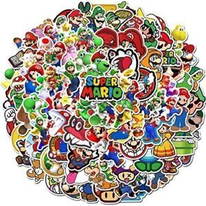 LOT of 100 Random Vinyl Super Mario Stickers